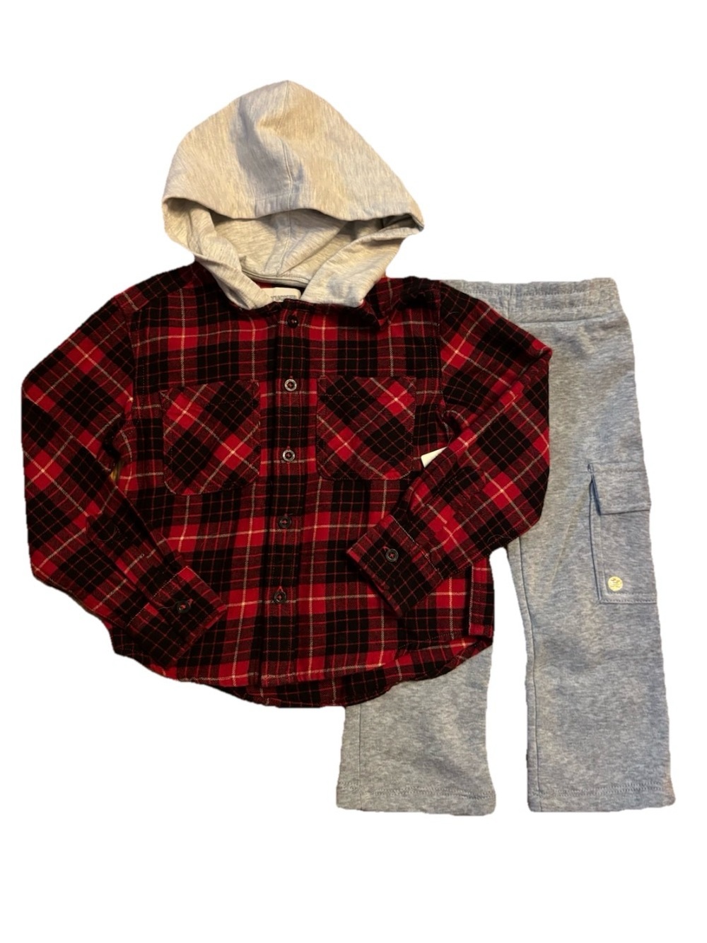 Little Boys Tucker & Tate Hooded Flannel Shirt & RBX Cargo Fleece Pants - 2T